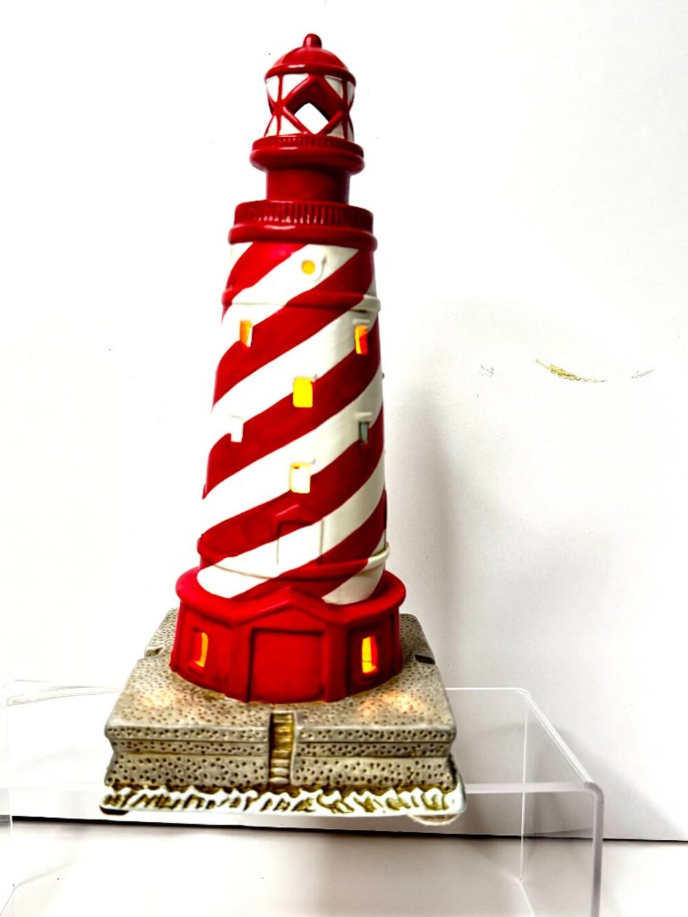 Vtg 1992 Geo Z Lefton Historic American Lighthouse White Shoal Light 1910 Table